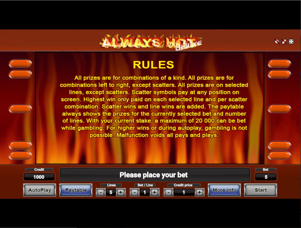 Novomatic Always Hot Deluxe Slot Bonus Features